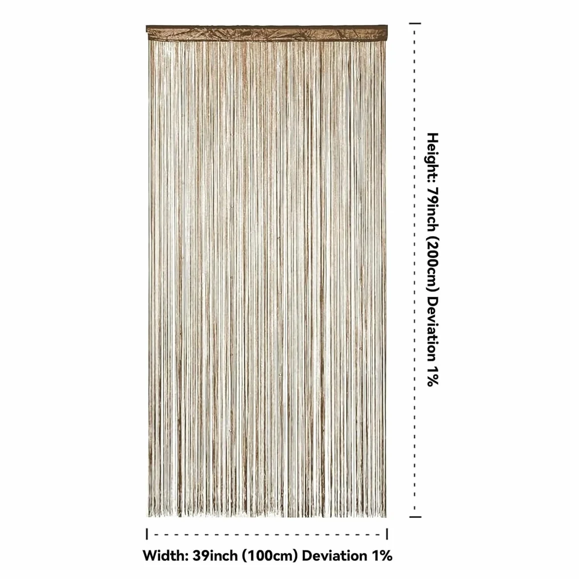 Cortina de hilo para puerta de patio, 200 x 100 cm, ideal como separador de ambientes o decoración, con borlas decorativas y brillantes para puertas y ventanas.