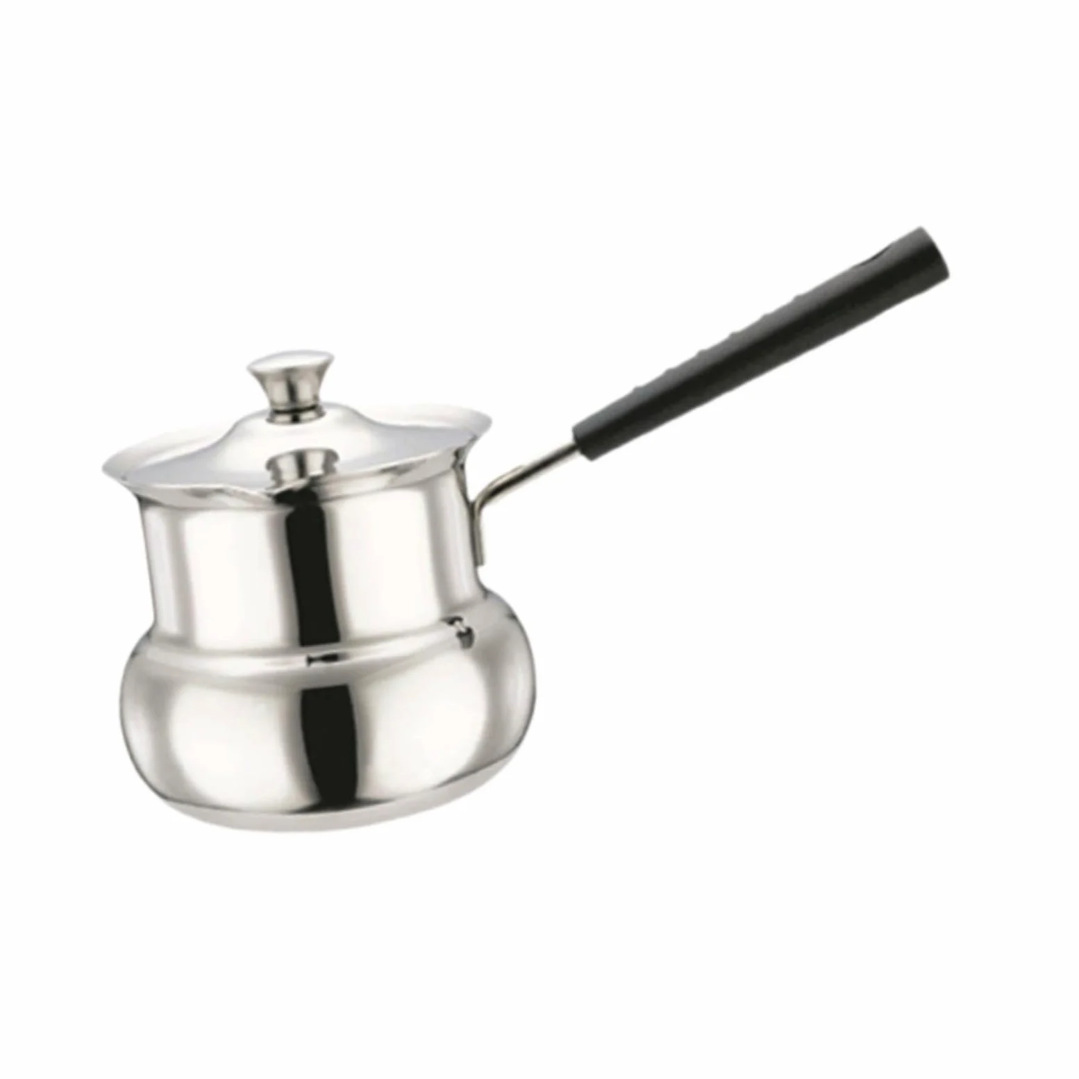Amagogo Cafetera de Acero Inoxidable, Cafetera Turca, Calentador de Leche, Pequeña Portátil Universal, Sartén para Derretir Chocolate con Mango Cómod, Forma de tambor 720ml, tal como se describe