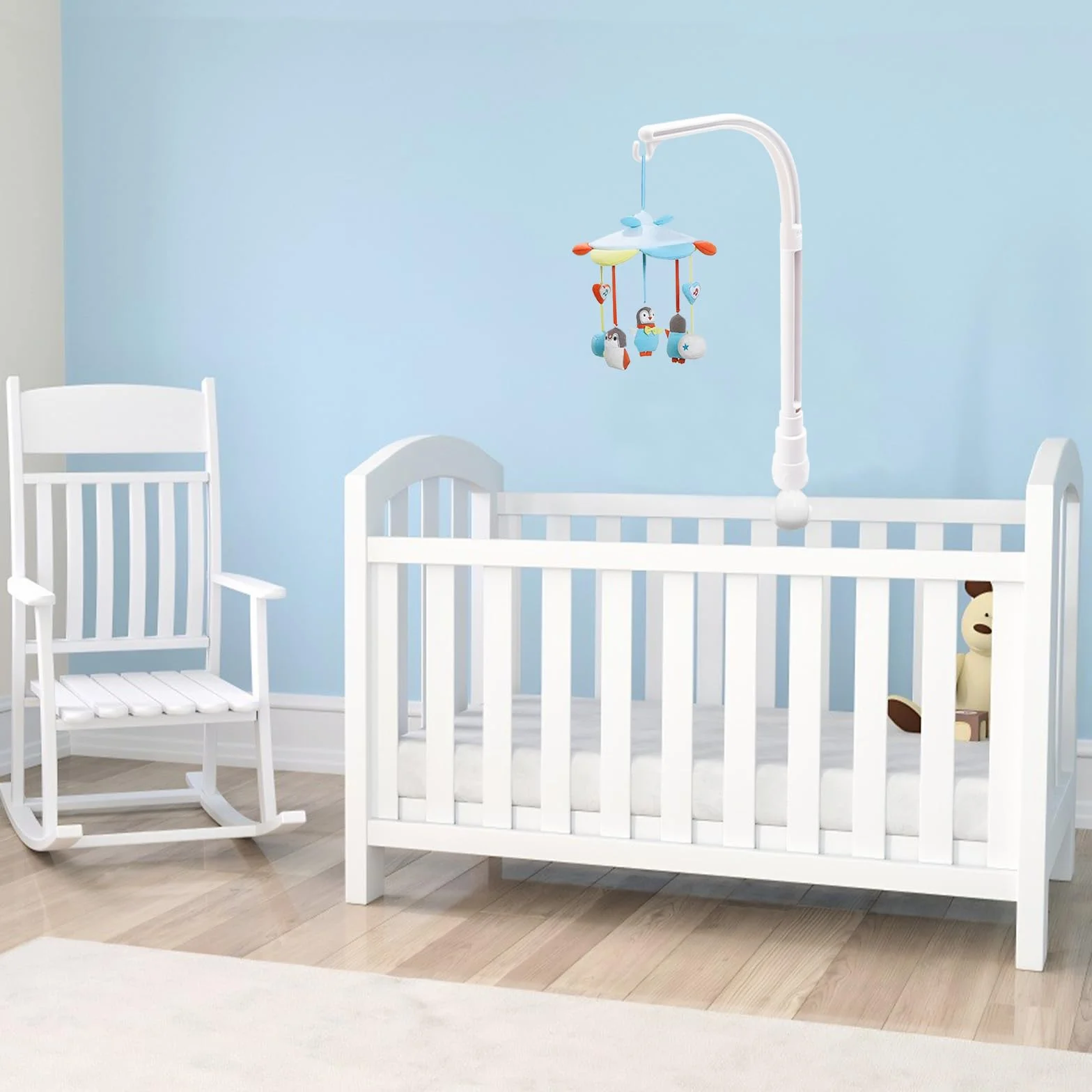 AolKee Baby Mobile Hanger 58cm abnehmbare verstellbare Halter Krippe weiß