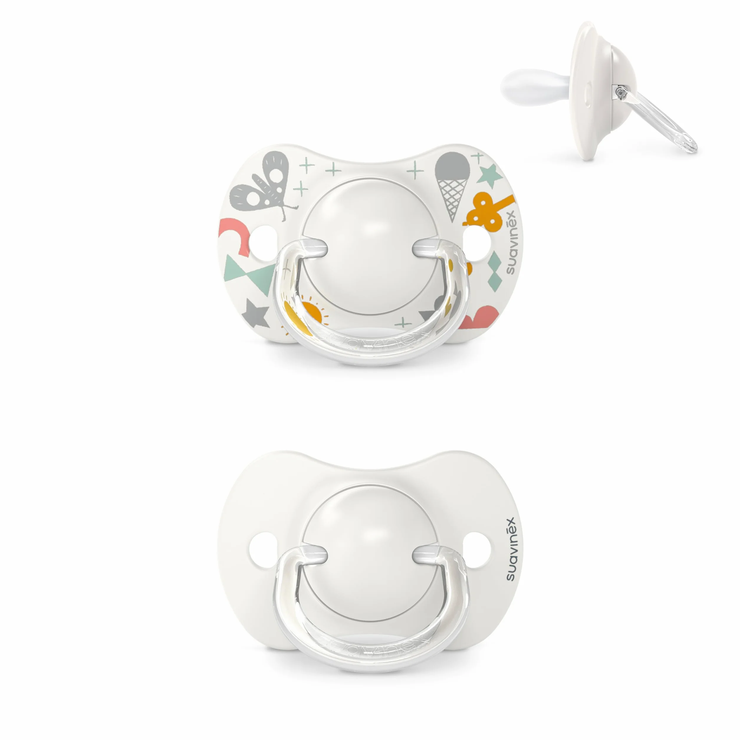 Suavinex Pack de 2 Chupetes con Tetina Fisiológica de Silicona SX Pro para Bebés 0-6 Meses, Walk Gris