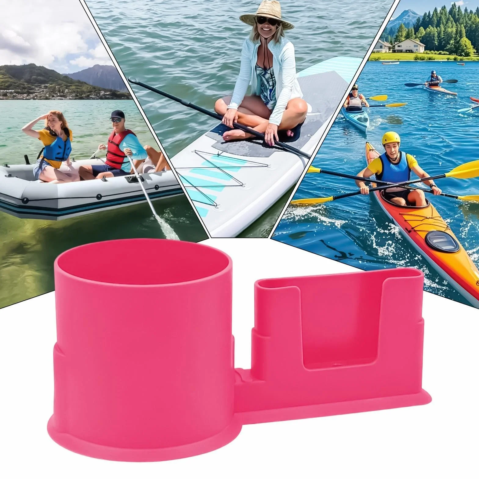Portavasos Paddleboard Giratorio Antideslizante Universal 2 en 1, Soporte de Móvil para Canoa Paddle Surf