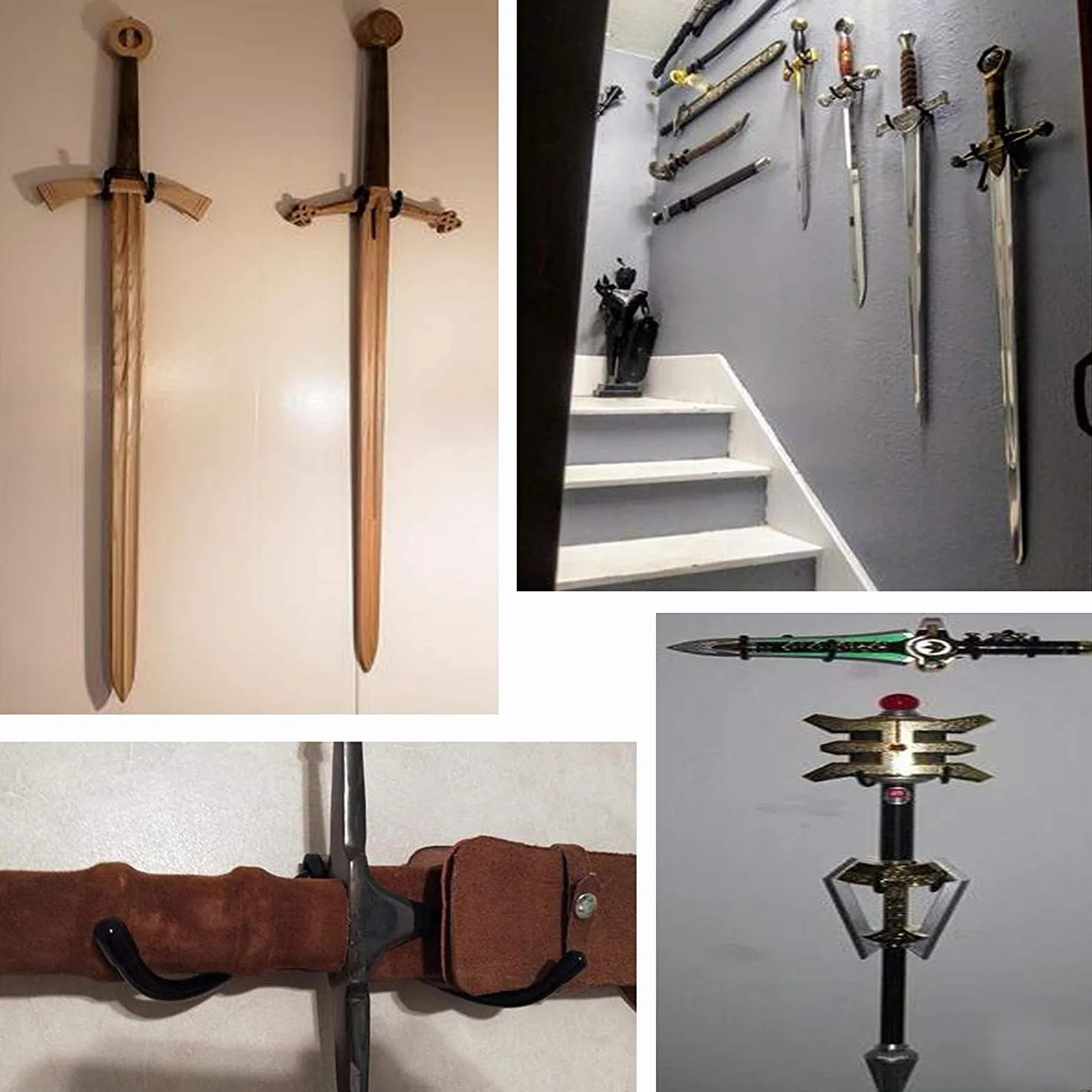 Soporte ajustable para espadas Organizador de pared Gancho de almacenamiento 2/PK
