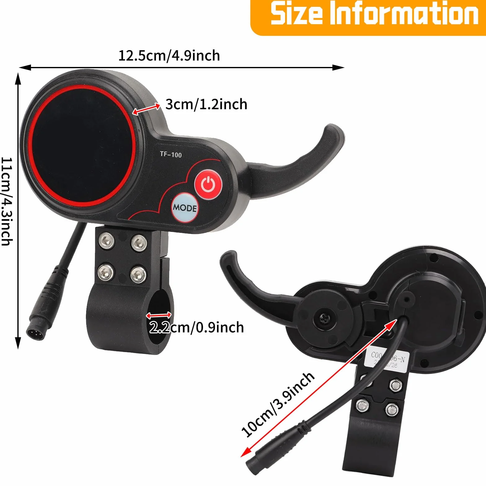 Pantalla LCD 48V TF‑100 para Scooter Eléctrico KUGOO M4/M4 Pro, Panel de Visualización de 6 Pines con Controlador