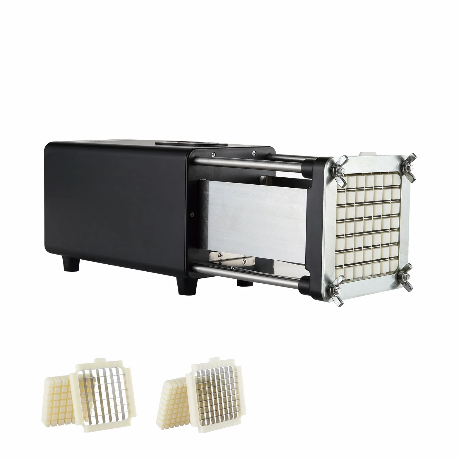 VEVOR Cortadora Eléctrica de Patatas Fritas Cortador de Papas con Cuchillas de Acero Inoxidable de 1/2" y 3/8" Cortador de Papas con Patas Antideslizantes para Pepinos, Verduras, Zanahorias, Negro