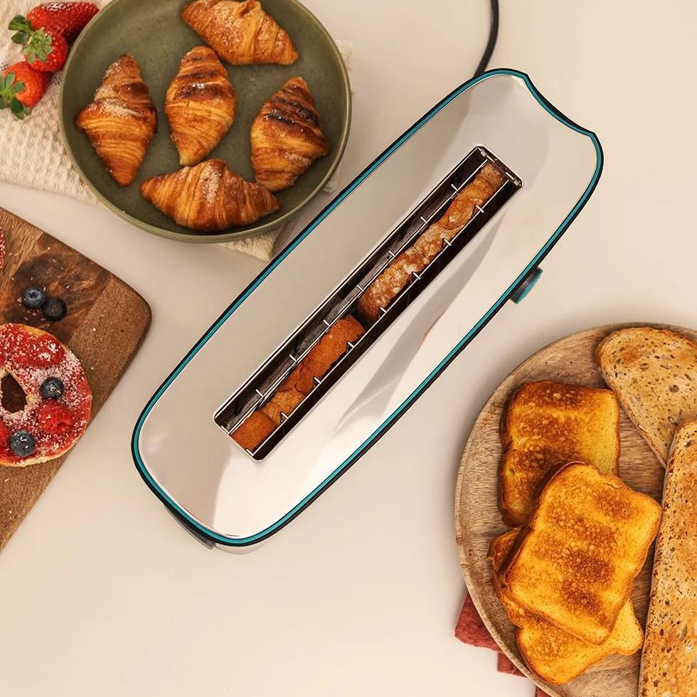 Cecotec Tostador Toast&Taste Extra B, 1000W de Potencia, Doble ranura larga para 2 Tostadas, Ranura XL, Apagado y Pop-up Automático, Recogemigas, Varillas Superiores, Autocentado