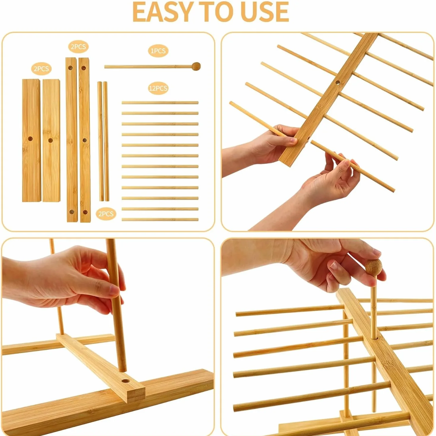 Secador De Pasta, Bastidor De Madera para Secar Fideos con Barra De Transferencia Y 12 Varillas De Secado, Gran Capacidad Y Plegable, para Fideos Italianos Y Fideos Chinos