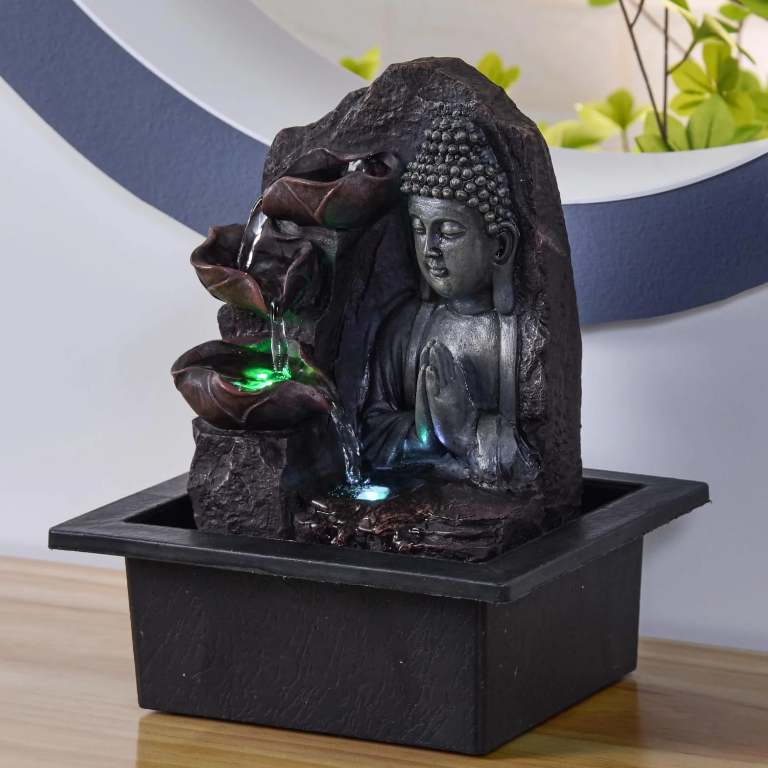 Zen'Light SPIRITUALITE Fuente de polirresina marrón Oscuro 21 x 21 x 26 cm