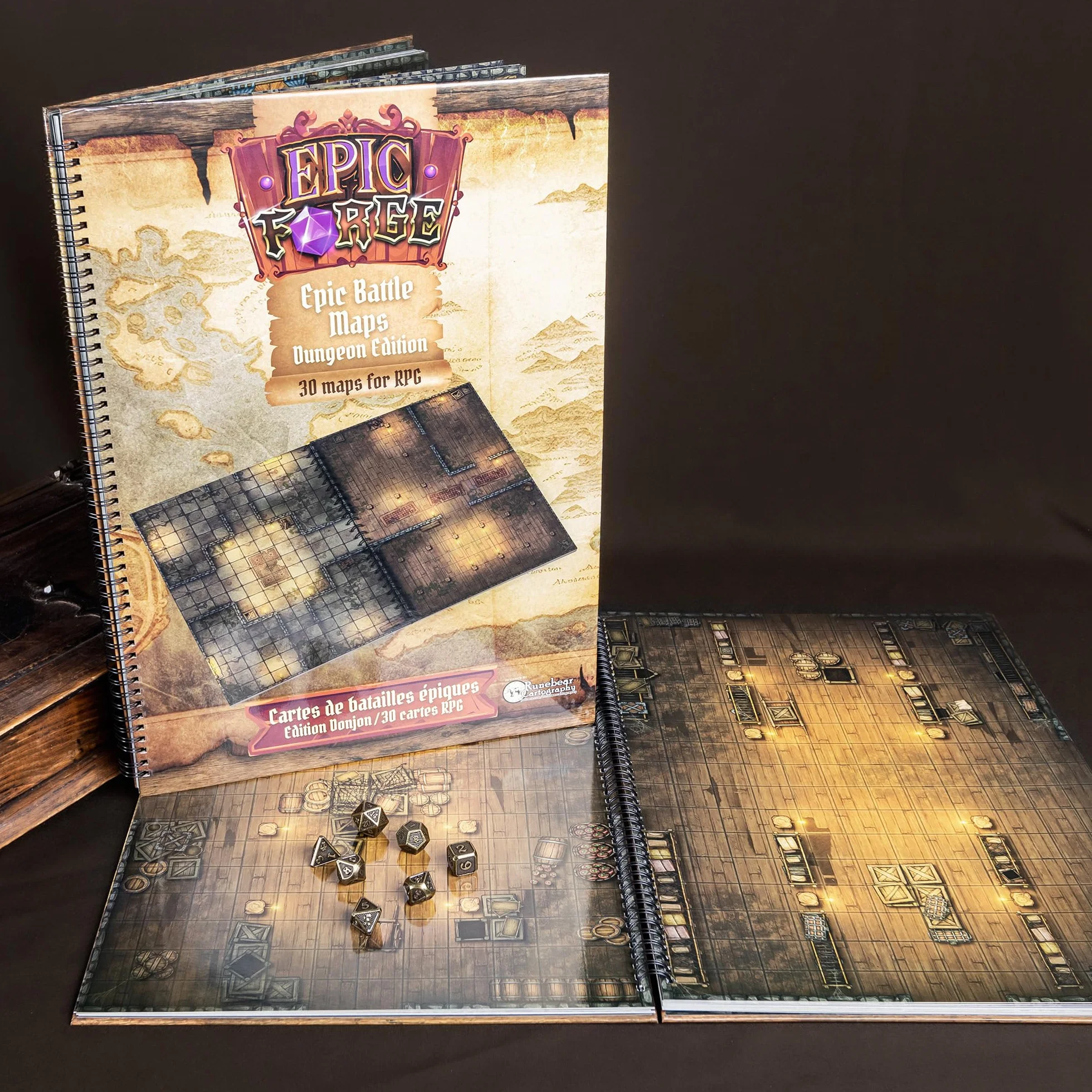 Epic Forge - Tablero de Mesa para Juegos: Mazmorras (305 x 420 mm), Formato A3, Rojo y marrón