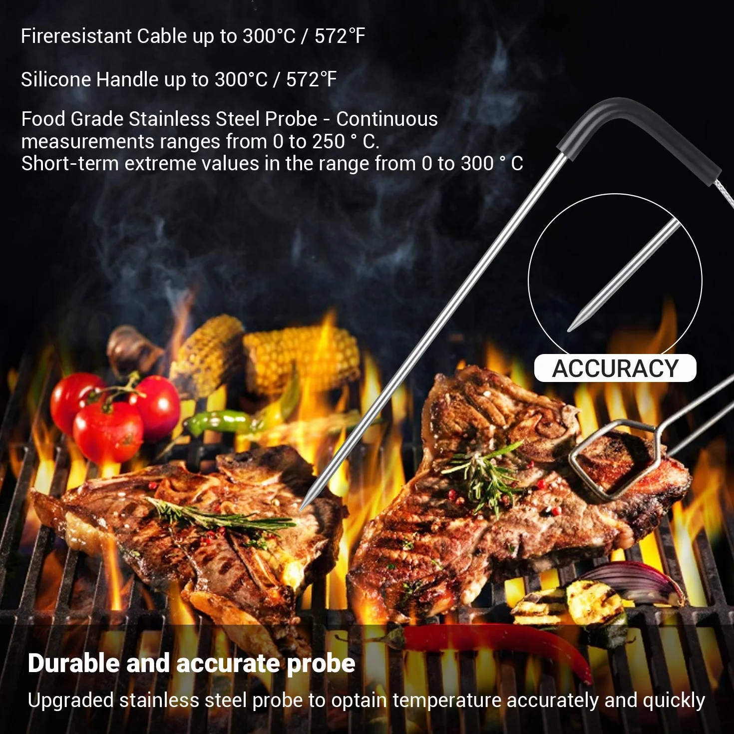 Inkbird IBT-2X Bluetooth Termometro cocina para Barbacoa,Termometros para carne, Sondas de Acero Inoxidable, Portátil, Temporizador, Pantalla LED, Función de Alarma, Apto para Asar Carne,Líquidos
