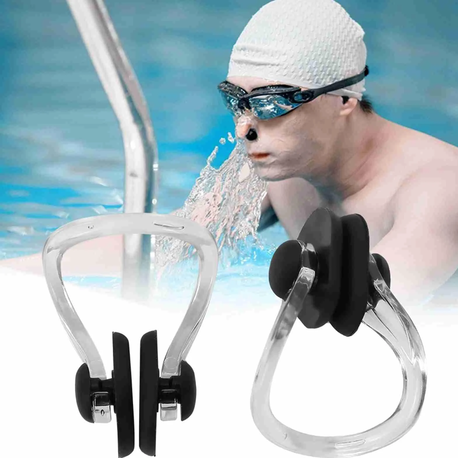 Buachois Pinzas para la Nariz para Natación, Silicona y PC, Reutilizables, Impermeables, para Buceo y Deportes Acuáticos