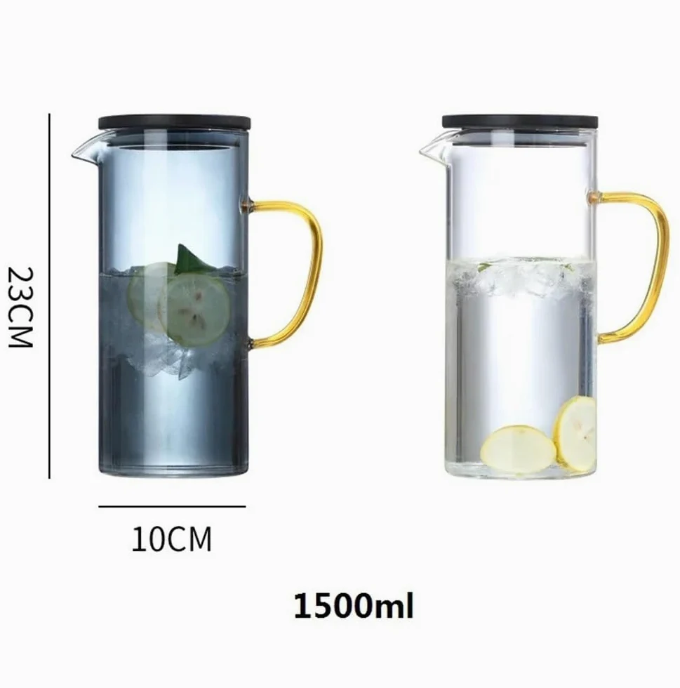 Jarra Jarra de agua fría vidrio espesado con asa | Jarra for bebidas con té helado y jugo con alto contenido de borosilicato(Blue)