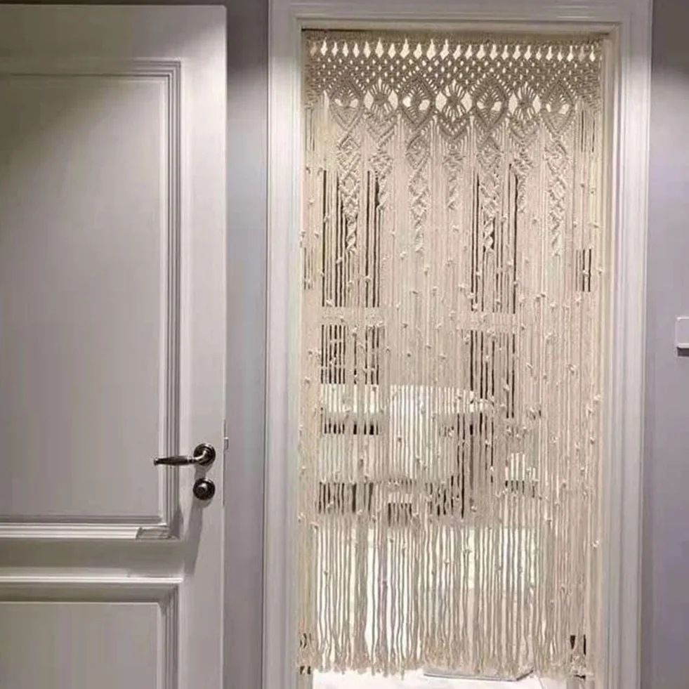 Cortina de tapiz tejida a mano, cortina decorativa para puerta y ventana para telón de fondo de boda y adorno para el hogar (100 x 200 cm)
