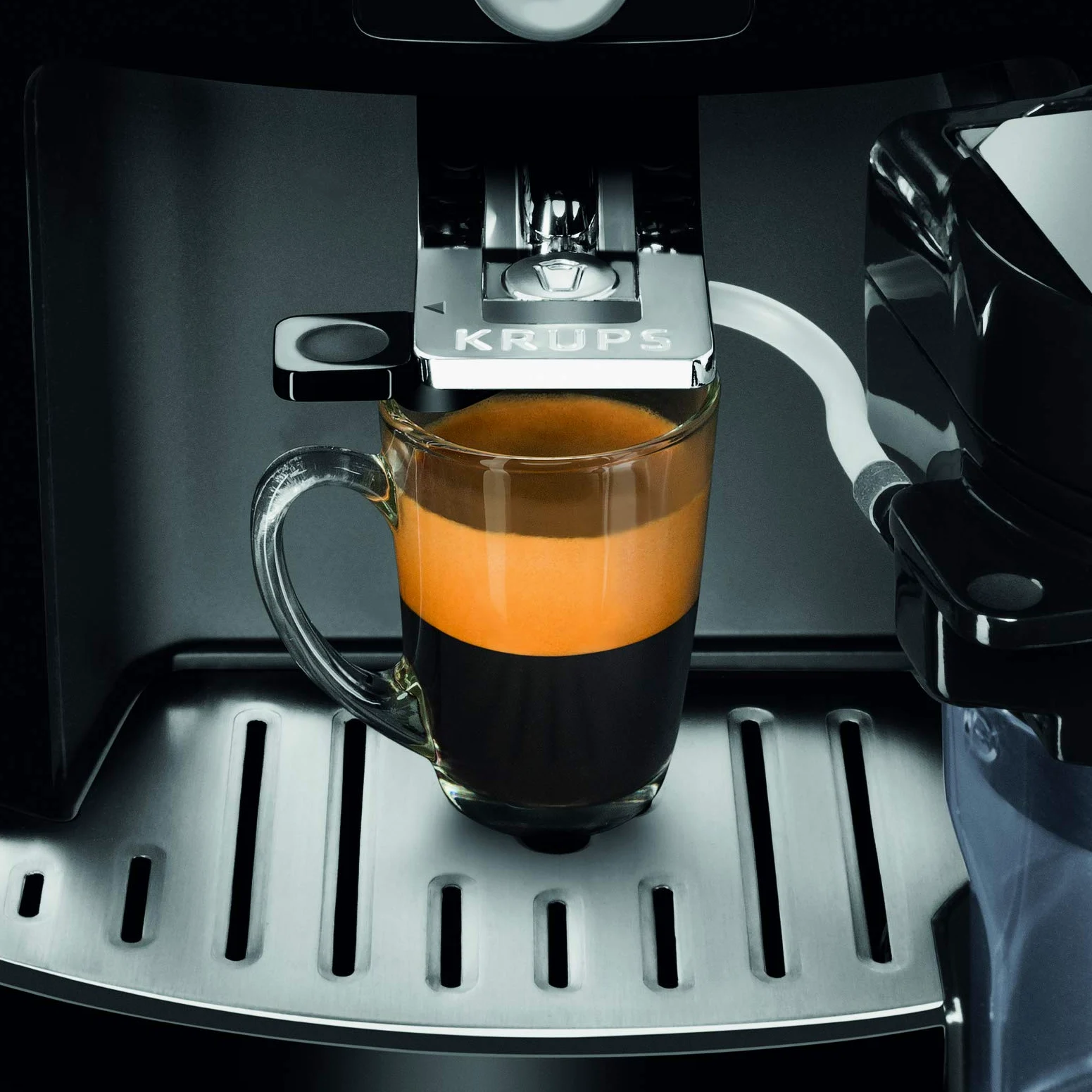 KRUPS Espresseria Latt, Tanque 1,7 L, 1450 W, Cafetera de Acero, Trituradora, Cappuccino Instantáneo, Limpieza Automática, 15 Bares YY4201FD