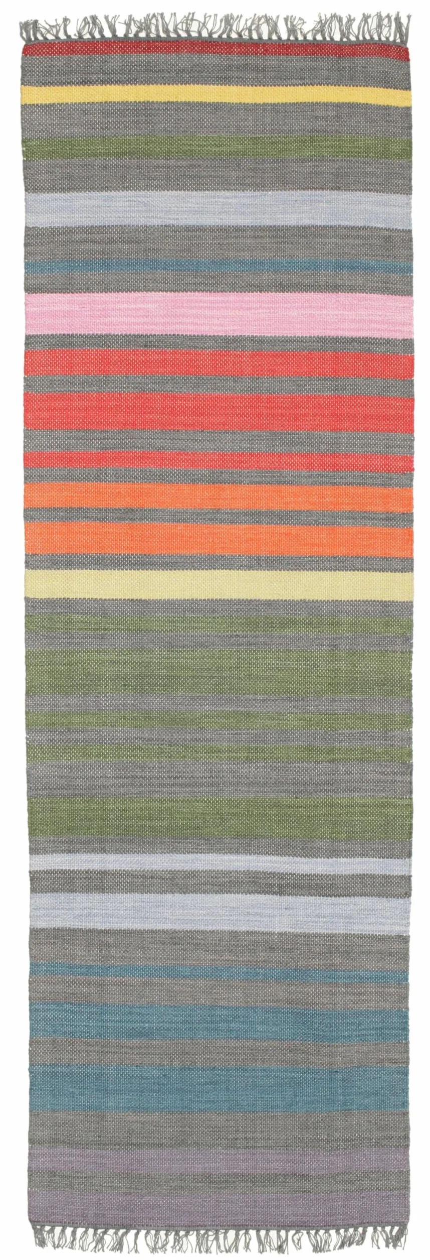 RugVista Rainbow Stripe Alfombra, 80 x 250 cm, Gris | Modernas, Nuestros diseñadores, Rectangular, Pelo corto, Limpieza en seco, Sala de estar, Comedor, Dormitorio, Cocina