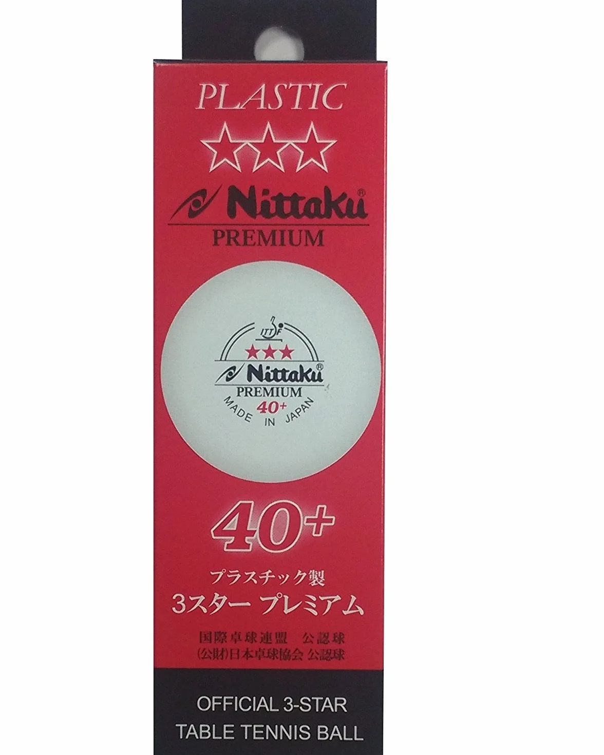 Nittaku Pelotas de Tenis de Mesa Plástico Premium 3 Estrellas Blanca 40+ ITTF, 9 Unidades