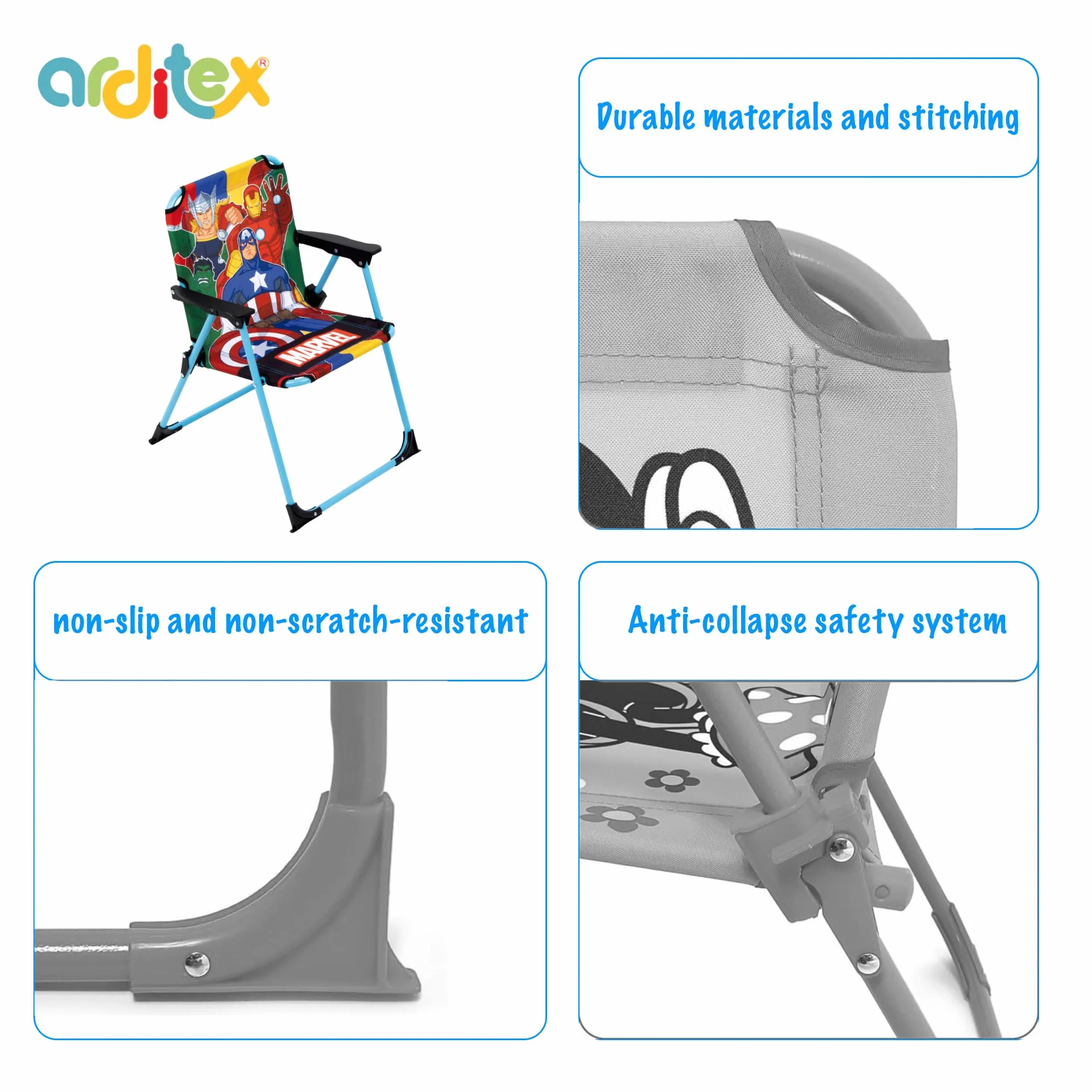 ARDITEX Silla Plegable Los Vengadores Marvel 38x32x53cm para Jardín Camping Playa