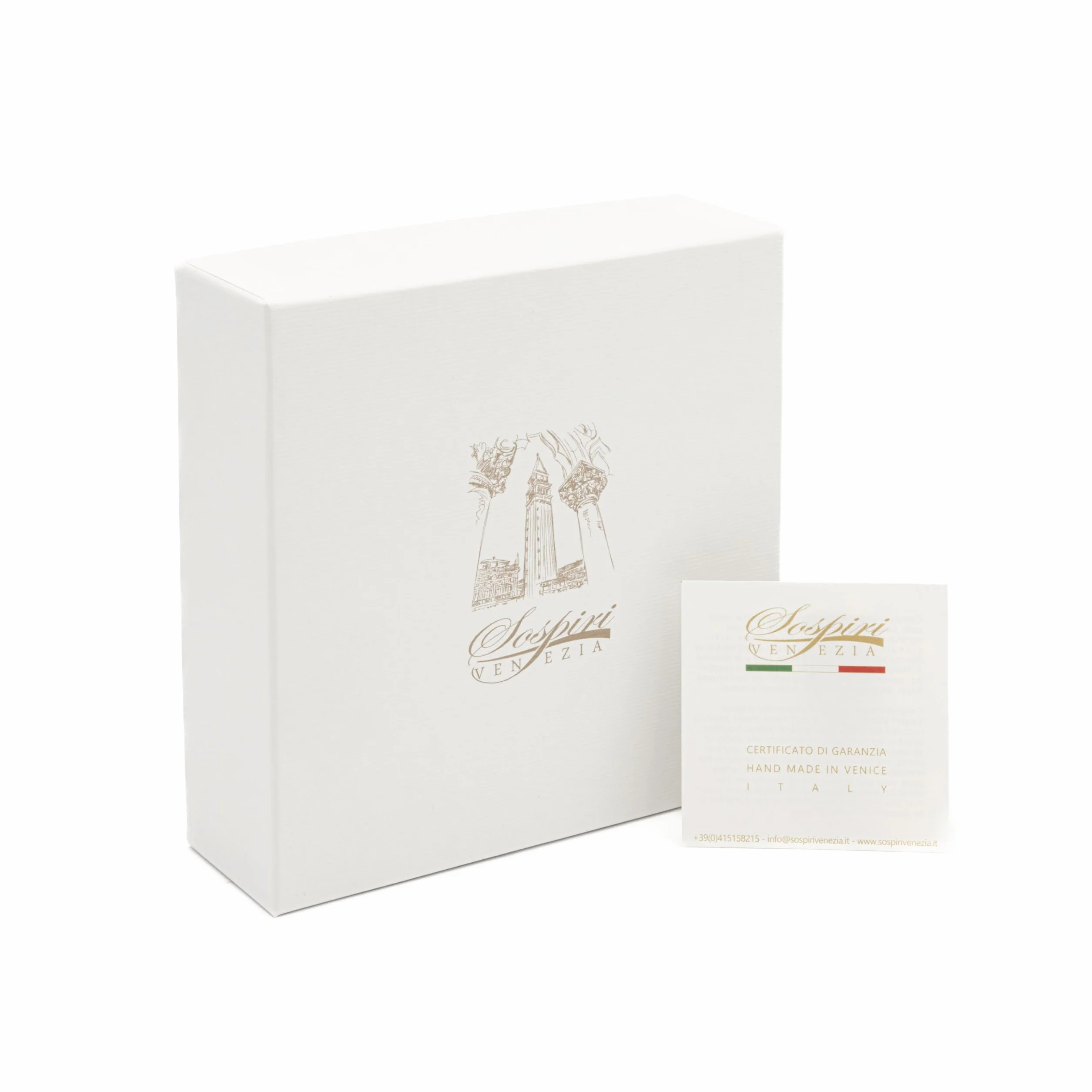 Sospiri Venezia Plato decorativo de cristal de Murano decorado a mano 14x14 cm cuadrado regalo elegante caja