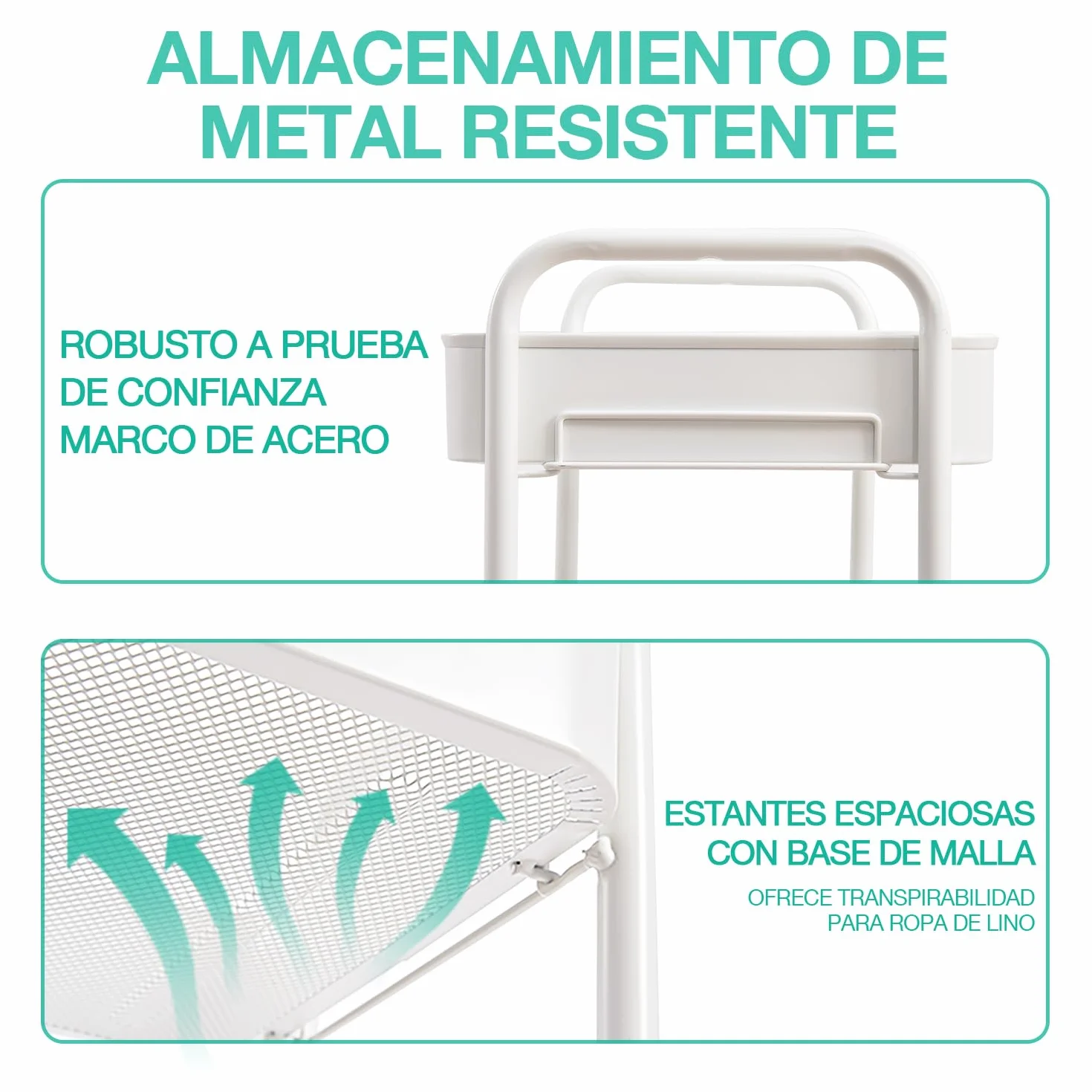 KINGRACK Carro de cocina, carrito con ruedas de 3 niveles, de metal, con asas de ruedas, carrito de estantería para oficina, salón, carrito multiusos para cocina, baño, cosméticos, sin tornillo, fácil