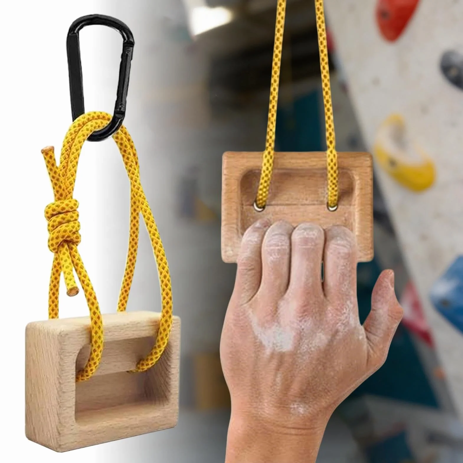 Hangboard Escalada en Roca - 1 Par Entrenador Madera Portátil para Escaladores, Mejora Fuerza de Agarre