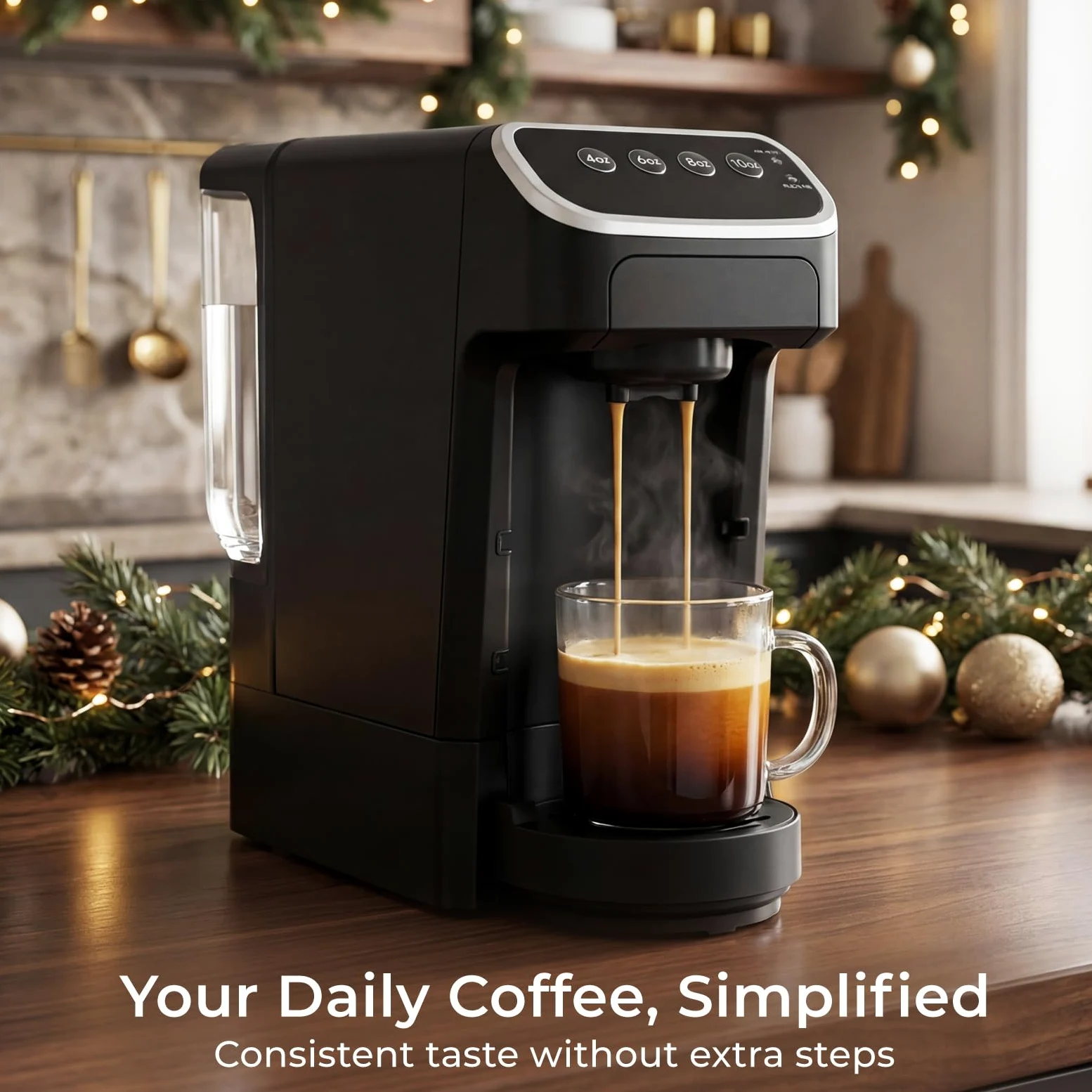 Cafetera compatible con cápsulas Senseo, cafetera de una sola porción de preparación rápida con extracción de rico sabor, capa de crema, diseño elegante que ahorra espacio, sabor de calidad