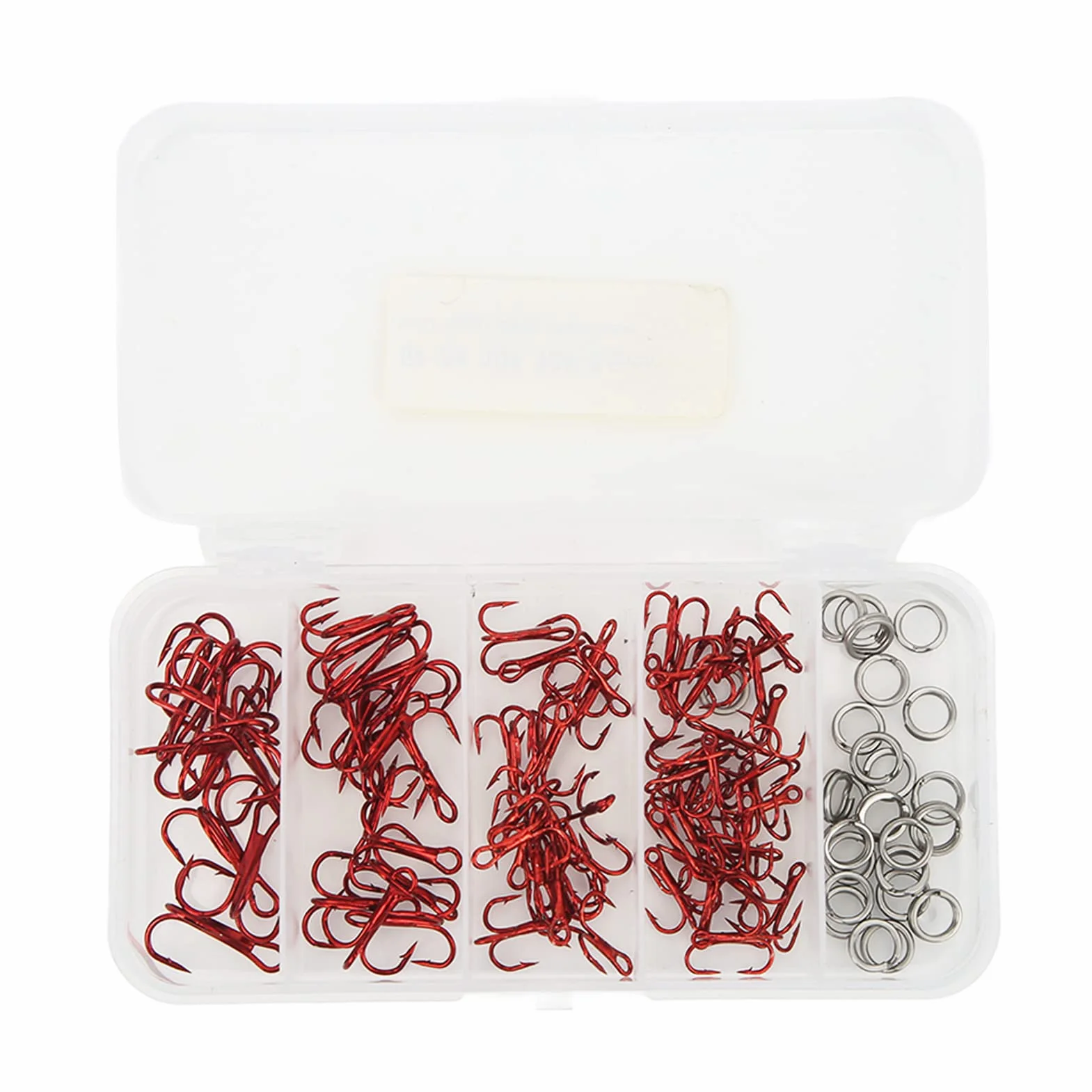 Anzuelos de Pesca Triples de Acero con Alto Contenido de Carbono, Doble Anillo, para Señuelos Cebo en Agua Salada, 100 Uds con Caja