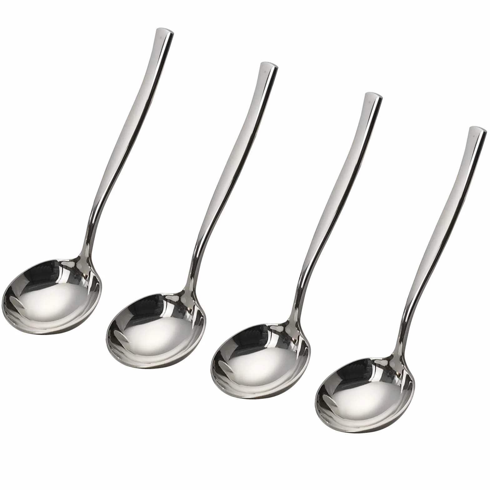 Vababa Juego de 4 cucharas de sopa de acero inoxidable para salsa, cucharón pequeño