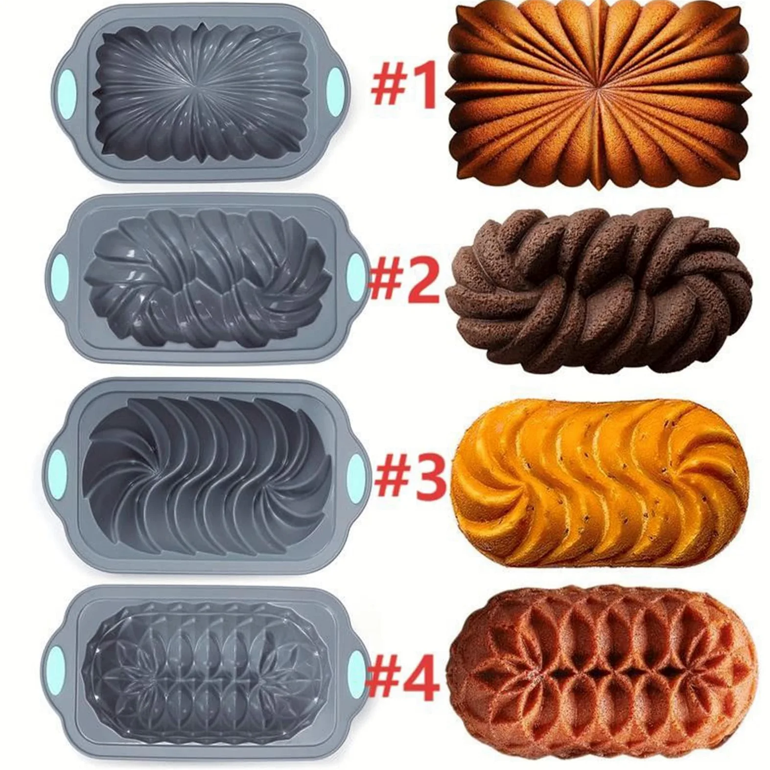 Molde De Silicona Para Pan Forma de cocina casera reutilizable | 4 Moldes De Silicona Para Pan De Plátano Cumpleaños Bodas Reuniones Pasteles Brownies Pastel Carne Tartas Lasaña Quiches