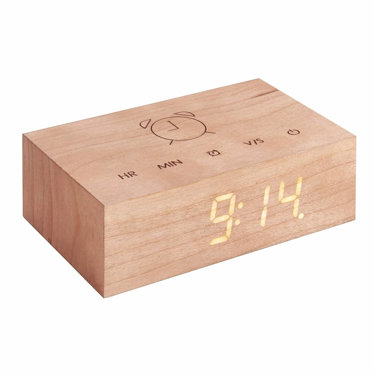 Gingko - Reloj Despertador LED Flip Click Clock, con activación al Sonido y una Nueva tecnología Flip, Recargable, con Controles táctiles Grabados con láser, Varios Acabados de Madera