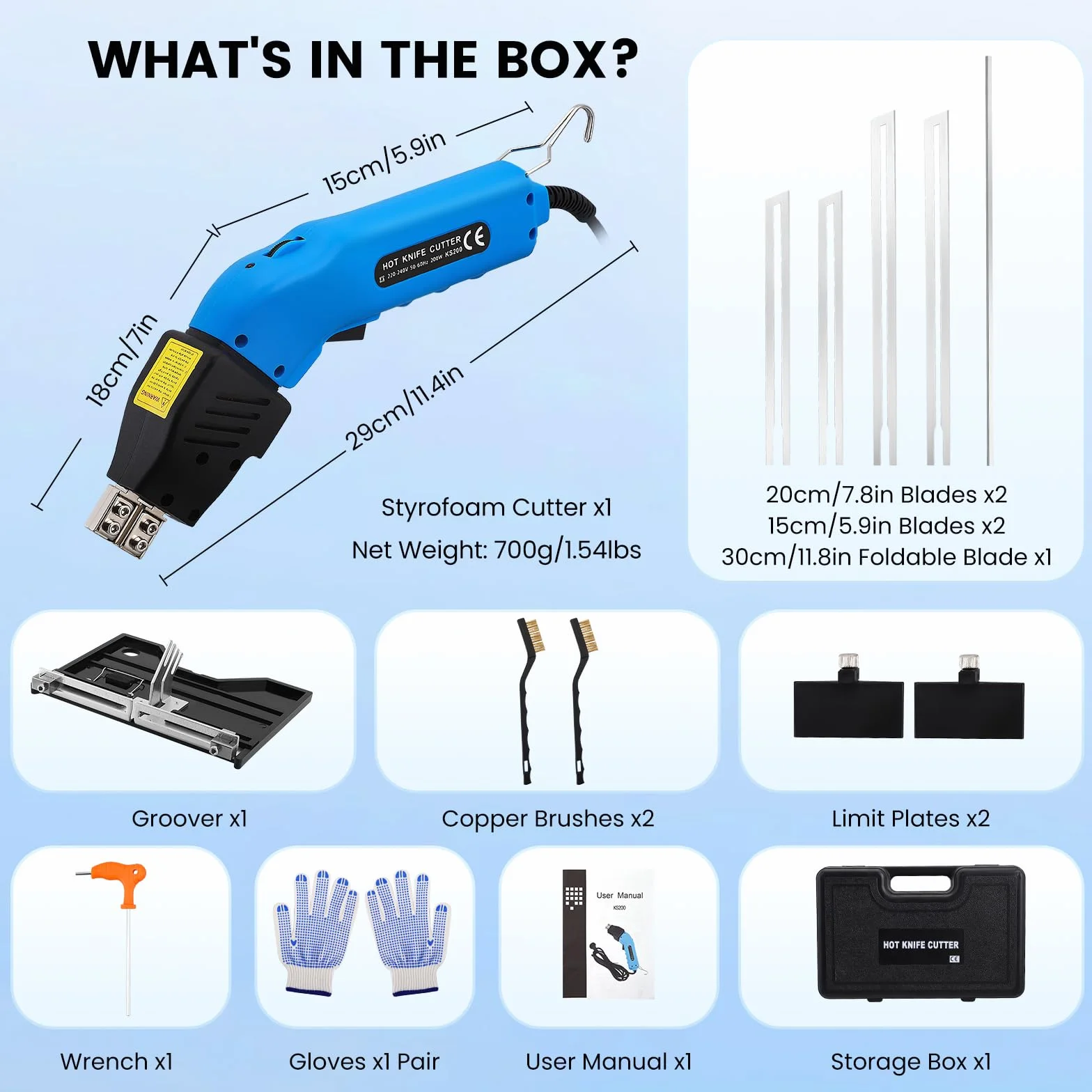 200W 2 IN 1 cortador de espuma Temperatura ajustable 0-600℃ Ancho de ranurado 16cm refrigeración por aire corte de espuma de poliestireno para bricolaje