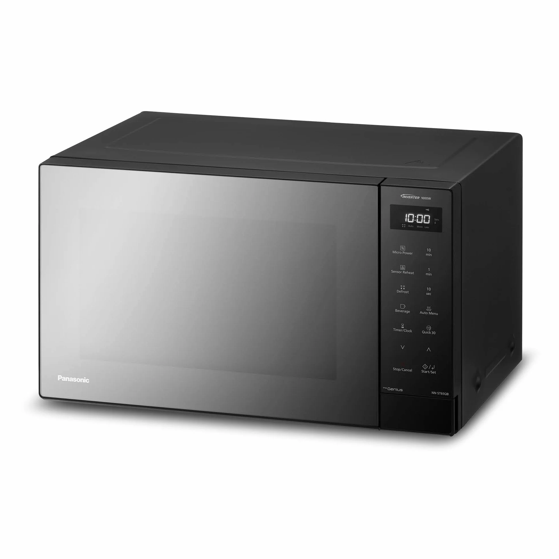 Panasonic NN-ST65QBEPG Microondas Solo Inverter 32L, 1000 Vatios Potencia, Tecnología Genius Sensor, 20 Programas Auto, Función Quick 30, Control Táctil, Plato Giratorio Grande, Negro