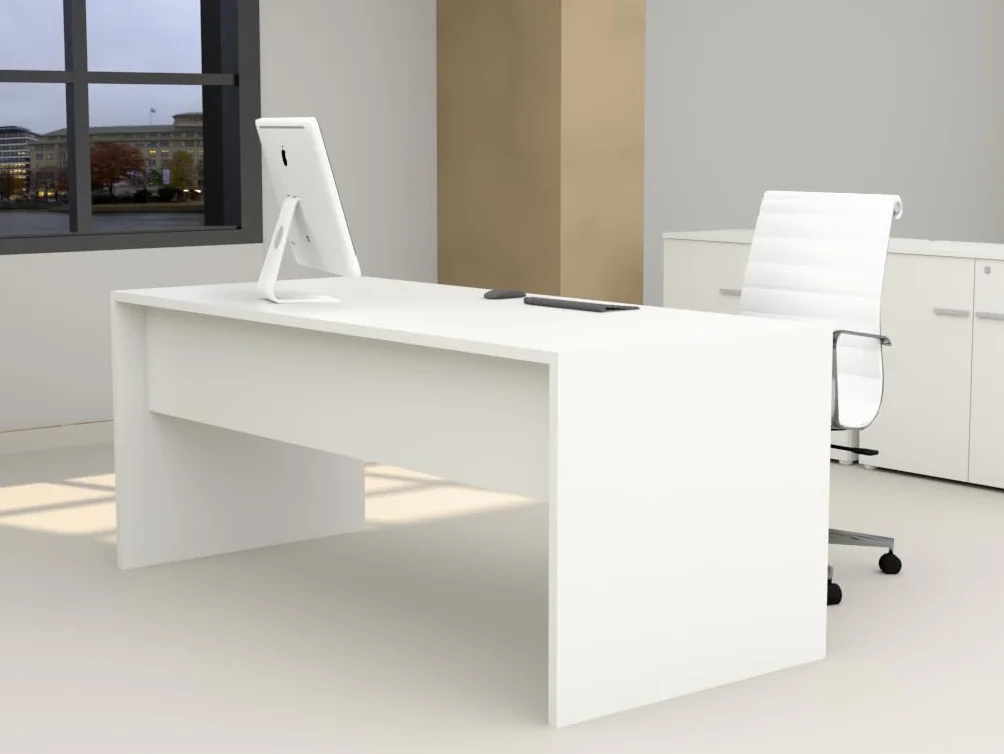OFICIT Escritorio Mesa de Oficina en Color Blanco con Tablero Blanco, 140x80cm. FABRICACIÓN Nacional.
