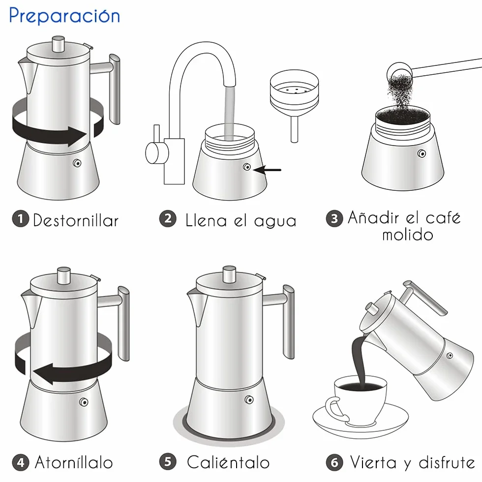 Easyworkz Diego Cafetera Italiana de Acero Inoxidable para Cocina de inducción,520 ml, 10-12 Tazas,Negro