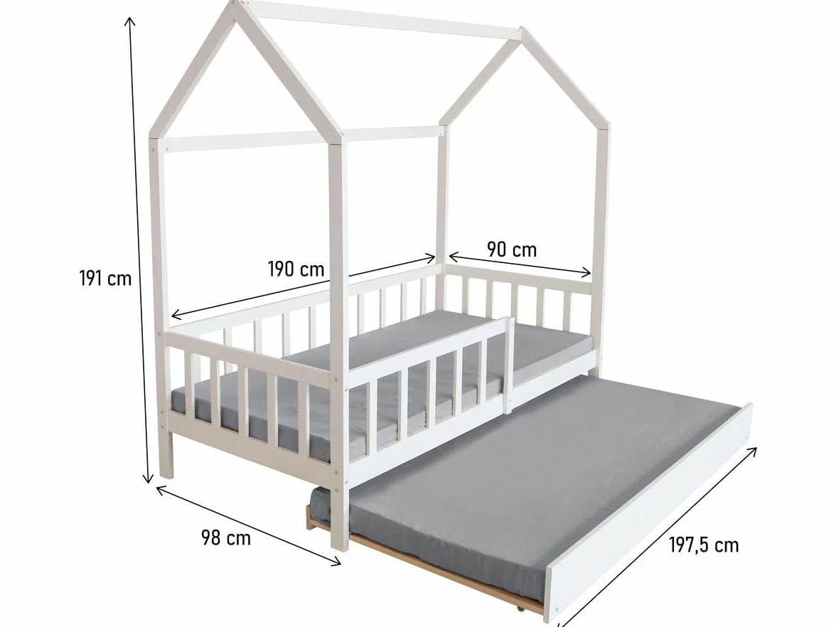 Habitat et Jardin Cama cabaña Infantil Paloma con cajón - 90 x 190 cm - Blanco
