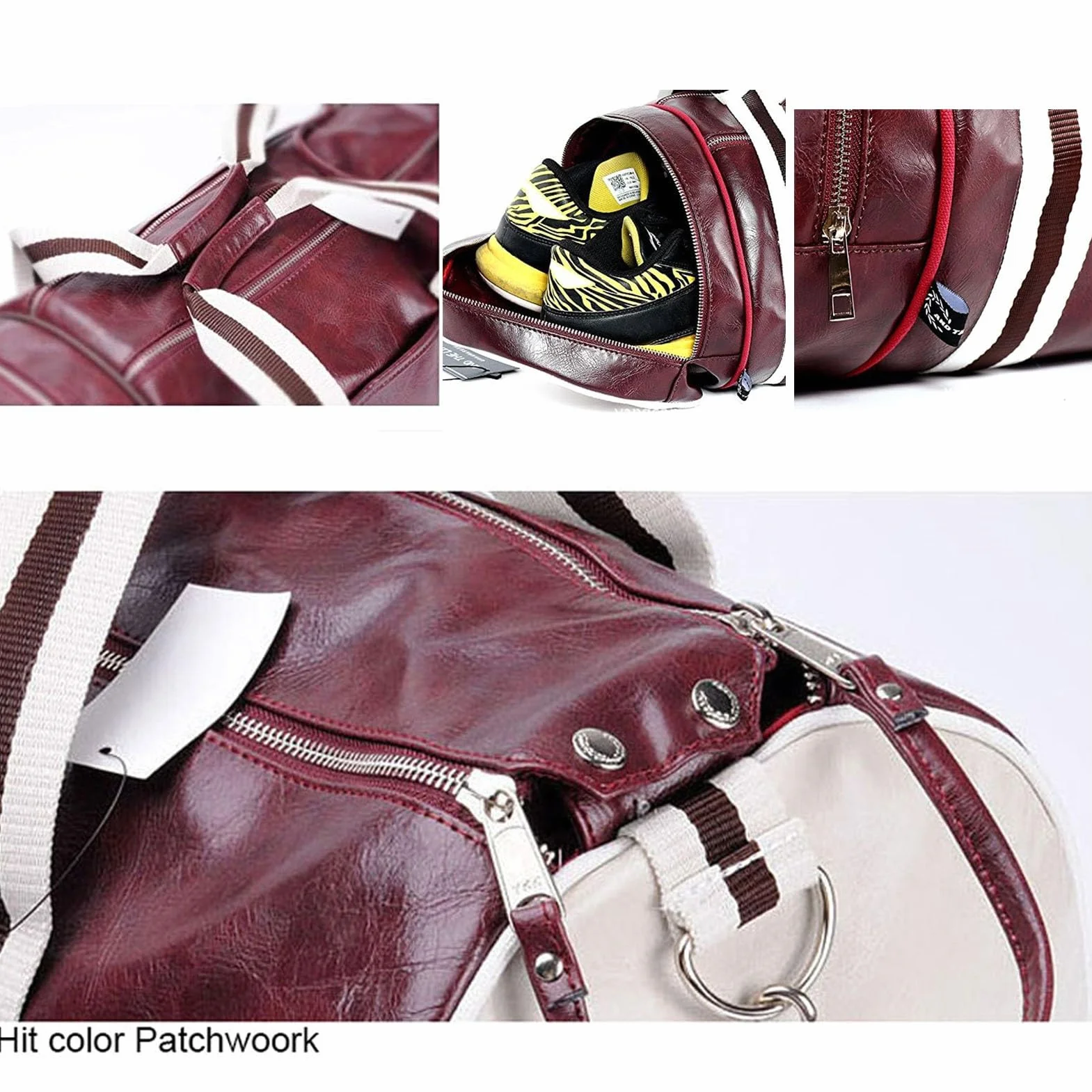 Bolsa De Deportes PU Estilo Vintage Gran Capacidad Unisex Entrenamiento Físico