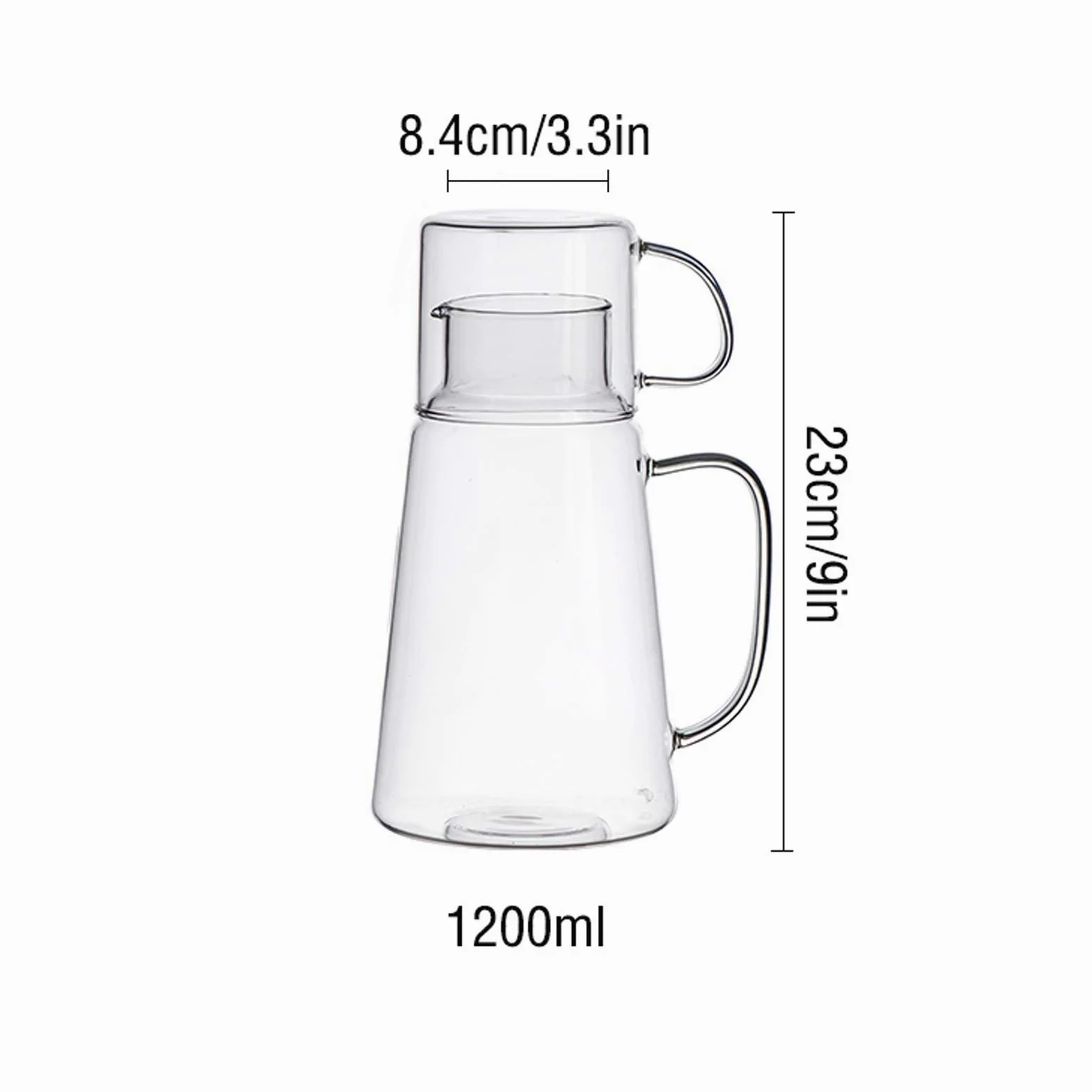 Jarra de Agua Jarra de Vidrio para el hogar con Cubierta Multifuncional Botella de Agua de Vidrio de Alta Resistencia al Calor con Pico de Olecranon Teteras de té Helado