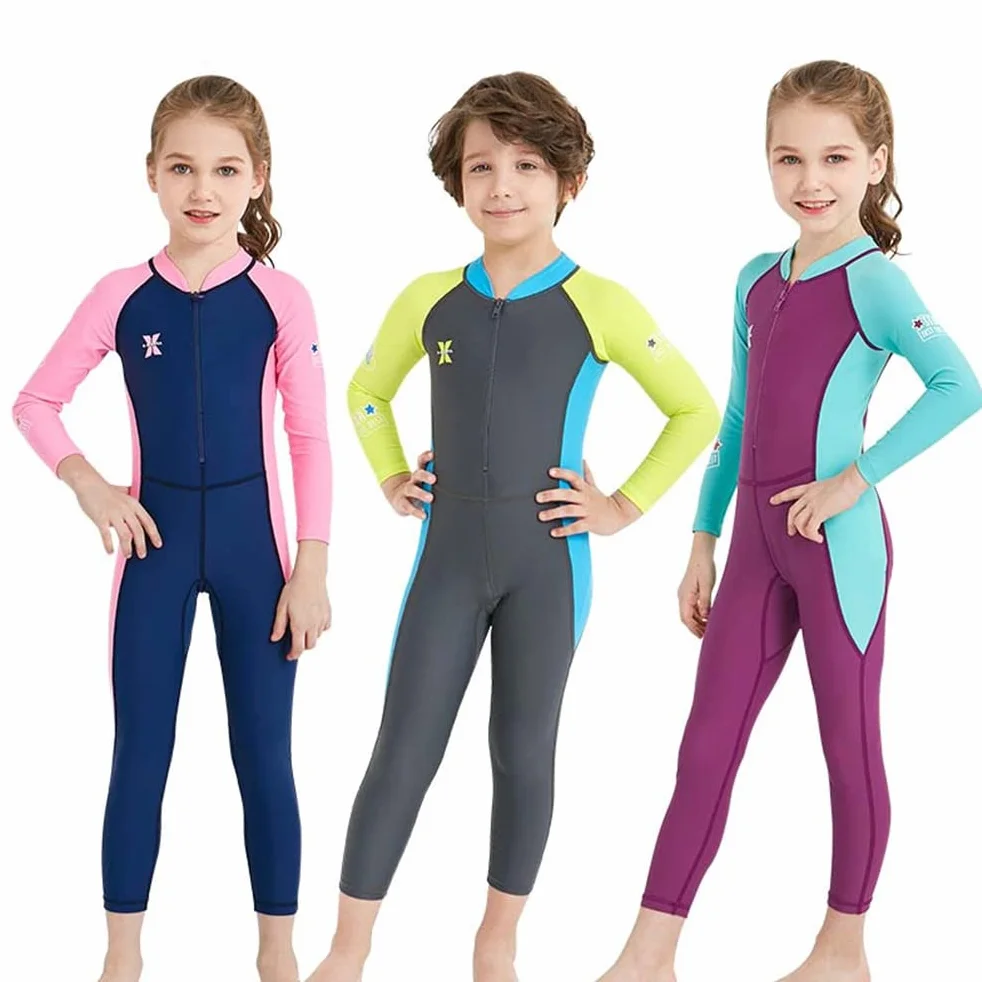 Traje de Neopreno Niño 2mm Una Pieza Manga Larga Buceo Natación Surf