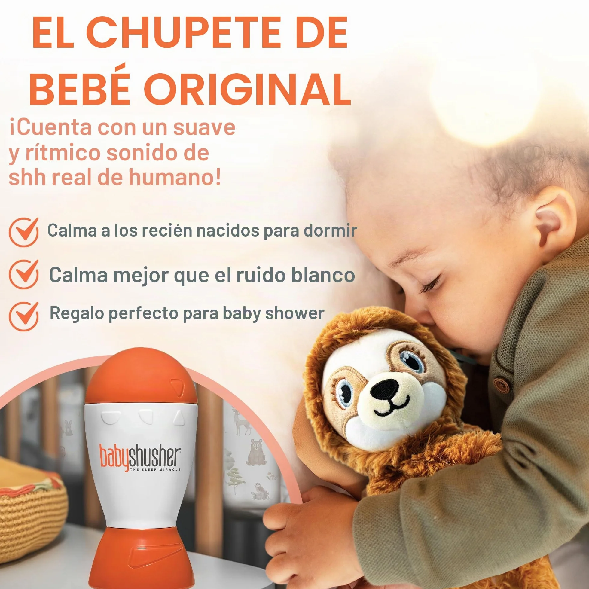 Baby Shusher Máquina de Sonido Calmante Shhh para Bebés Portátil Temporizador Ajustable Libre de BPA