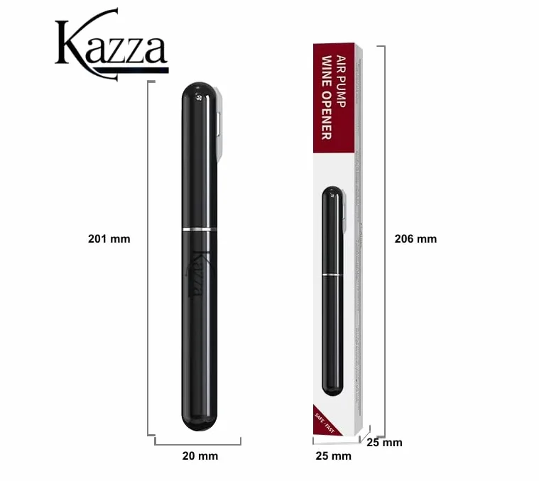 KAZZA 2 sacacorchos bomba de aire 2 en 1, abridor de botellas a presión de aire con taza de cápsula, portátil y sin esfuerzo, para el hogar, restaurante, regalos para los amantes del vino (negro +