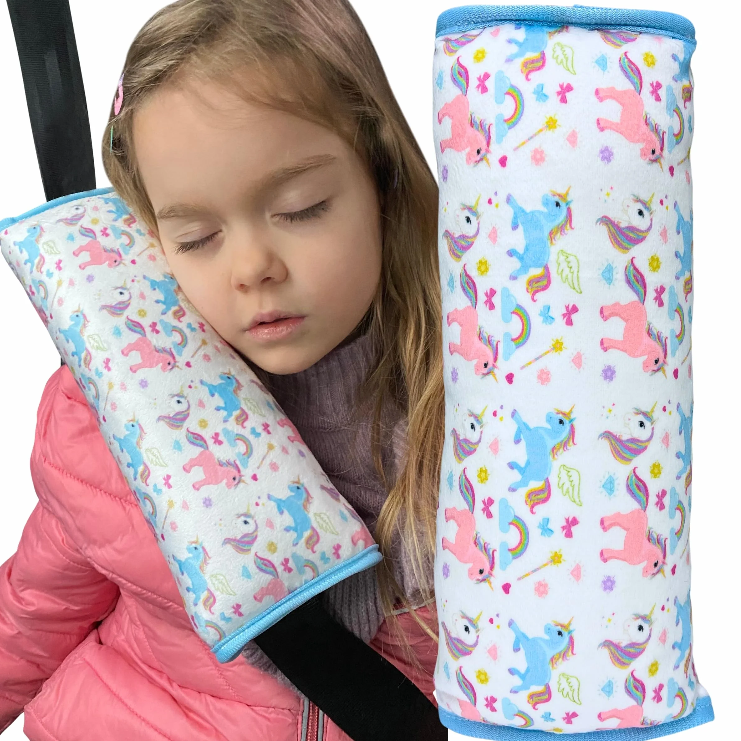 HECKBO Almohadilla para Coche Unicornio Lavable Suave Peluche 30x12 cm