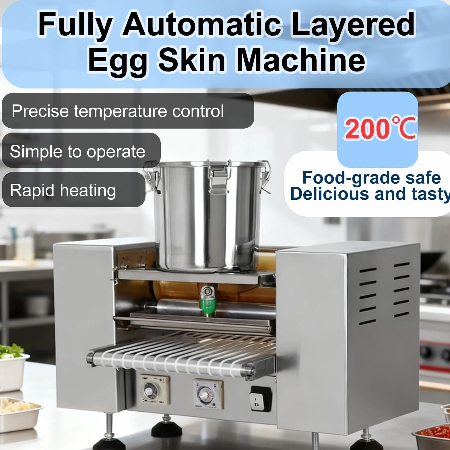 Commercial Crepe Maker 2800W, Acero Inoxidable 304 Máquina De Crepes Automática, De Dosificación De Masa, Producción Intensiva Para Restaurante Y Buffet(9in)