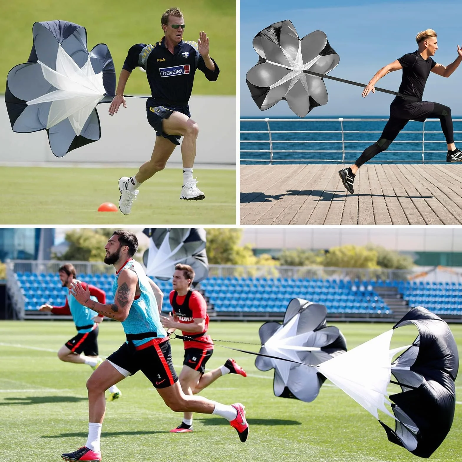 Paracaídas de Resistencia 56 Pulgadas Entrenador Fútbol con Correa Ajustable para Velocidad y Fuerza