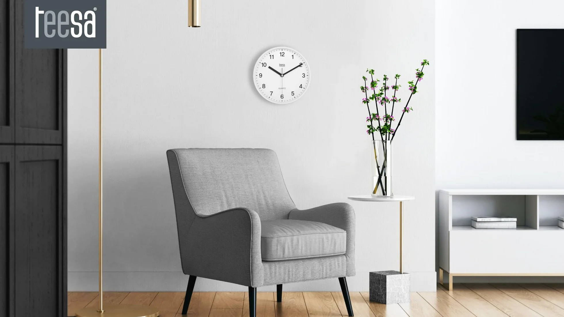 Teesa Reloj Analógico de Pared Universal 20 cm TSA0038 Blanco