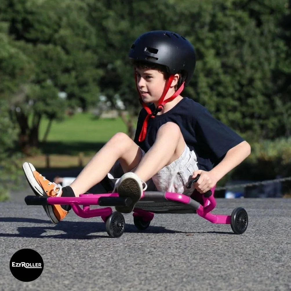 EzyRoller Classic X Kids Go Kart Drift Trike para niños 4-14 años 70 kg Triciclo Gokart rosa