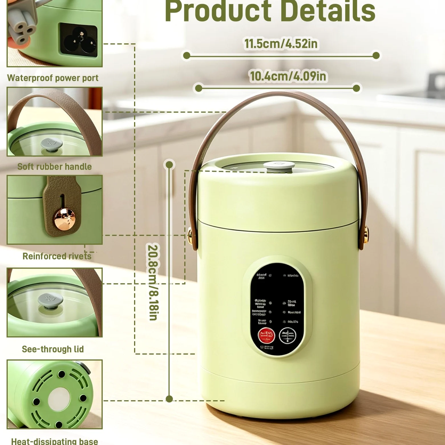 Olla eléctrica portátil de 1,2 L, con cesta vapor de acero inoxidable, cocina de viaje multifunción de 500 W, 8 funciones y temporizador inteligente 12 h, ideal para pasta, sopas y olla caliente