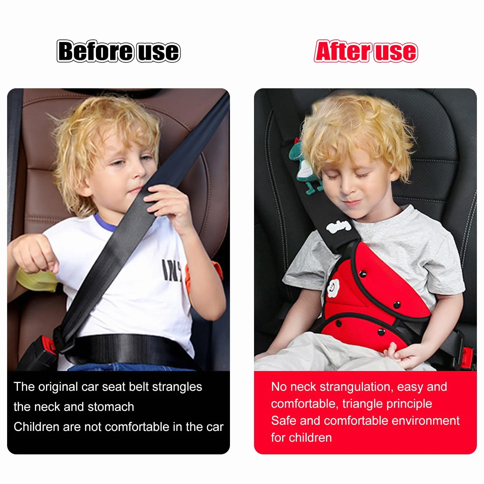 Protector para Cinturón de Seguridad, Almohadillas para Cinturones de Seguridad para Niños, Almohadillas Protectores de Hombro para Automóviles,Desmontable,Ajustable,para Niños y Niñas