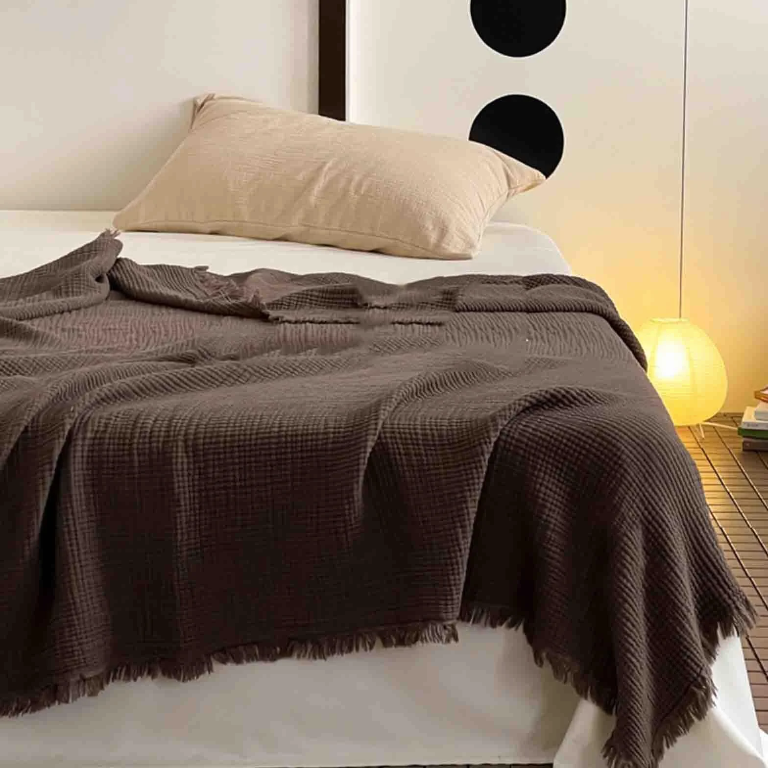 JUSHZ Batamanta Mujer Cobija Plaid Cama Manta Sofa Blanket Algodon Suave Algodón Peinado De Fibra Larga Suave Cómodo Y Transpirable (Brown,100x150cm)
