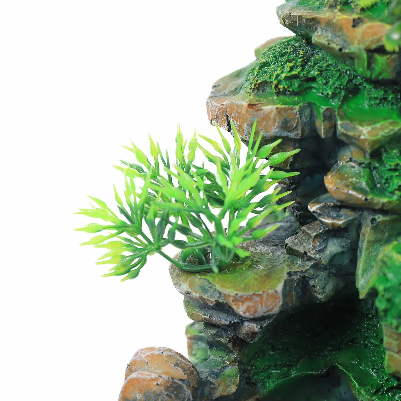 Fuente de interior con iluminación LED, fuente de planta verde, fuente de jardín, fuente decorativa, fuente de mesa, cascada con niebla, 28 x 15 x 20 cm