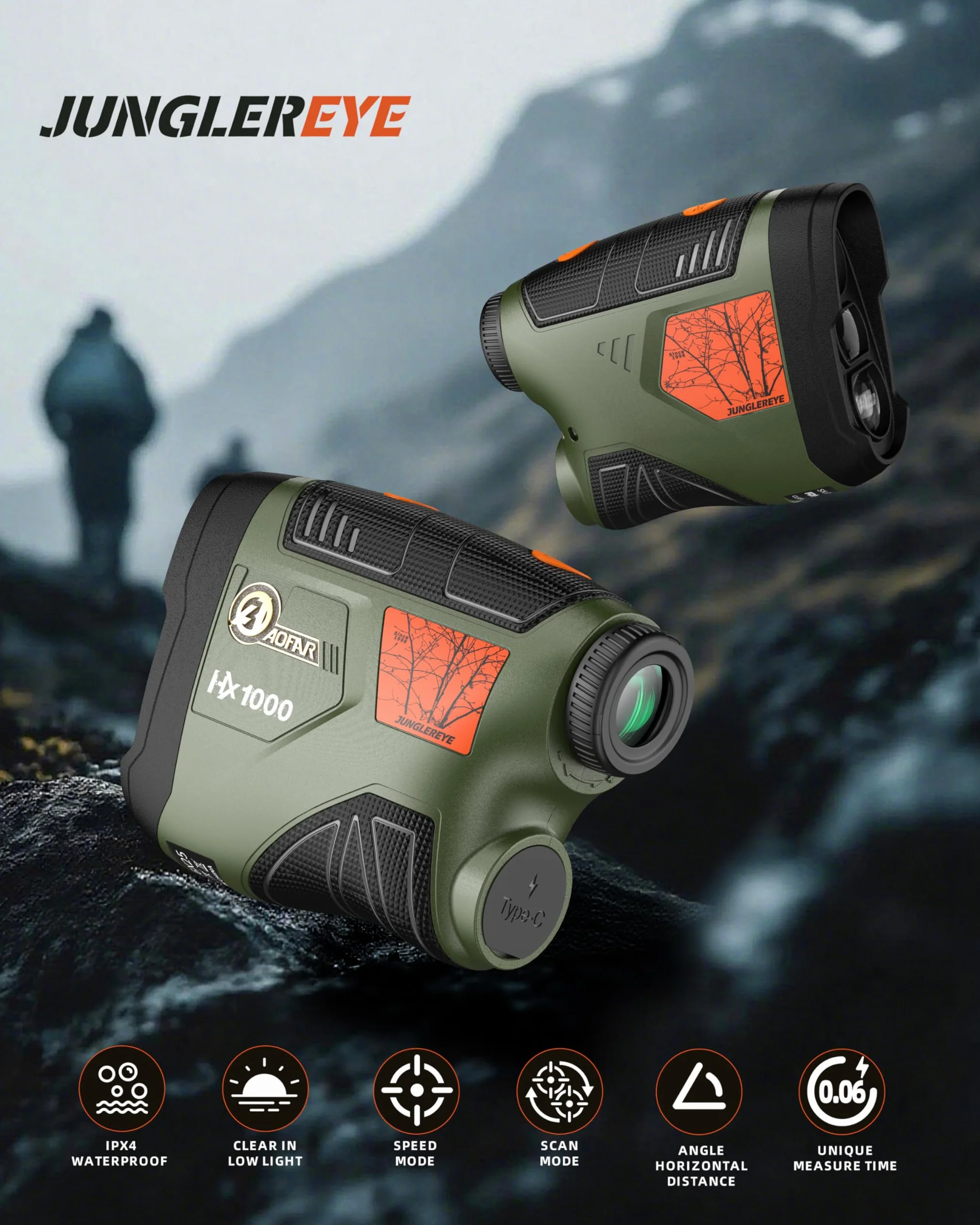 AOFAR Hunting Range Finder 1000 Yard z Kątem i Odległością Poziomą, Dalmierz do Łucznictwa, Wodoodporny