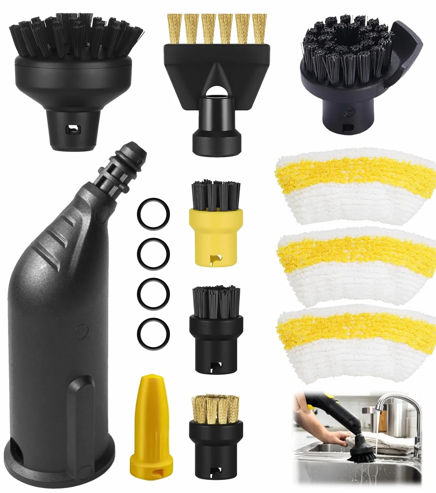 15 unidades para limpiador de vapor Kärcher SC3 SC1 SC5 SC4 SC2 accesorios, limpiador de vapor compatible accesorios Karcher SC1 SC3 SC5 SC4 SC2 boquilla alargada, boquilla curva, cepillo