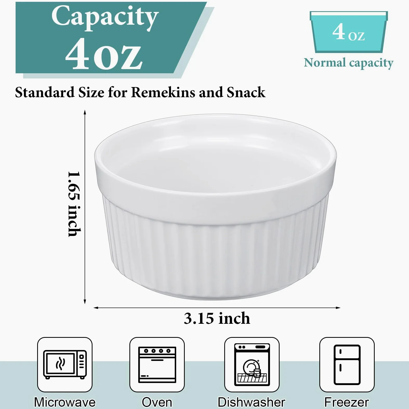 Juego de 24 ramequines de porcelana aptos para horno, ramequines clásicos para hornear, crema brulee, souffle, aperitivos, natillas, pudín, cuenco de inmersión, blanco (4 onzas)